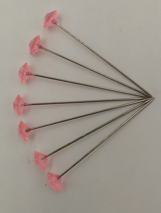 Szpilki ozdobne różowe 50szt diament 54mm 6 paczek SPD54-RO