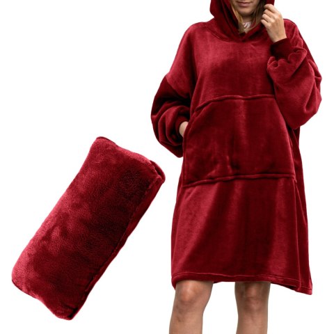 Bluzair Bluza Koc Hoodie Oversize Polska Bordowy Bluzair Bluza Koc Hoodie Oversize Polska Bordowy
