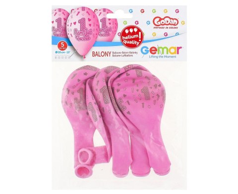 Balony cyfra 1, MAM JUŻ ROCZEK, różowe, 32 cm 5szt. Balony cyfra 1, MAM JUŻ ROCZEK, różowe, 32 cm 5szt.