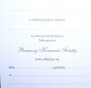 Zaproszenia 10szt KOMUNIA ŚWIĘTA 12x12cm NR011