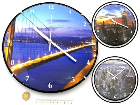 Zegar wypukły miasta, cichy mechanizm śr.30 cm Zegar wypukły miasta, cichy mechanizm śr.30 cm