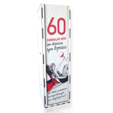 Skrzynka pudełko 33,5 x 9,5cm na butelkę alkoholu 60 urodziny kolor SZPILKA 3311-SZ60 Skrzynka pudełko 33,5 x 9,5cm na butelkę alkoholu 60 urodziny kolor SZPILKA 3311-SZ60