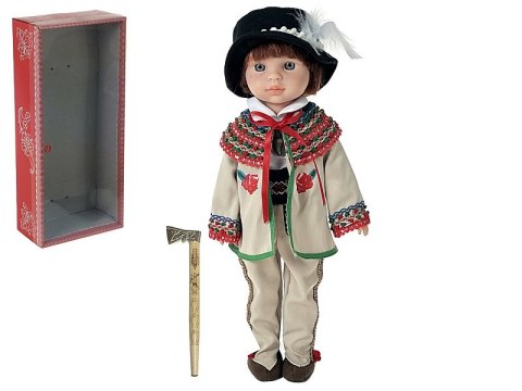Lalka chłopiec 38cm w góralskim stroju ludowym z ciupagą dł.16cm z polskim głosem śpiewa i mówi po polsku,twarda Lalka chłopiec 38cm w góralskim stroju ludowym z ciupagą dł.16cm z polskim głosem śpiewa i mówi po polsku,twarda
