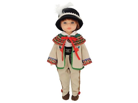 Lalka chłopiec 38cm w góralskim stroju ludowym z ciupagą dł.16cm z polskim głosem śpiewa i mówi po polsku,twarda Lalka chłopiec 38cm w góralskim stroju ludowym z ciupagą dł.16cm z polskim głosem śpiewa i mówi po polsku,twarda