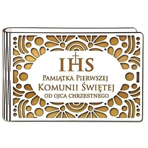 Pudełko na pieniądze banknotówka KOMUNIA - od OJCA CHRZESTNEGO - Ażur 3302A-KOM3Z-OC Pudełko na pieniądze banknotówka KOMUNIA - od OJCA CHRZESTNEGO - Ażur 3302A-KOM3Z-OC