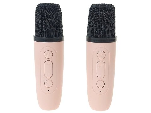Karaoke, zestaw 2 mikrofonów z głośnikiem bluetooth 8,5 x 8,5 x 7cm z kablem USB Karaoke, zestaw 2 mikrofonów z głośnikiem bluetooth 8,5 x 8,5 x 7cm z kablem USB