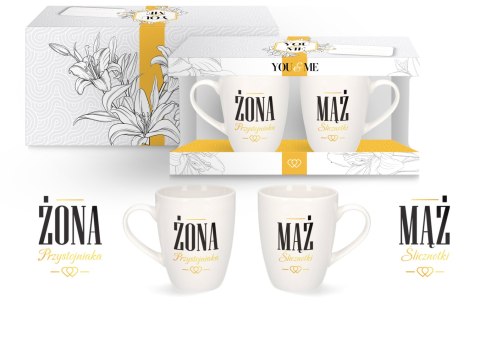 Zestaw 2 kubków 300ml Mąż Ślicznotki / Żona Przystojniaka YOU&ME Zestaw 2 kubków 300ml Mąż Ślicznotki / Żona Przystojniaka YOU&ME