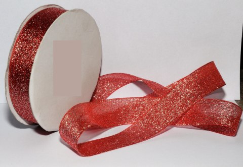 Wstążka brokatowa czerwona 4szt. 6mmx 32m | DW06-44 Wstążka brokatowa czerwona 4szt. 6mmx 32m | DW06-44