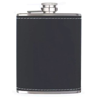 Piersiówka 8 OZ 240ml stalowa nierdzewna czarna skóraXJ4684