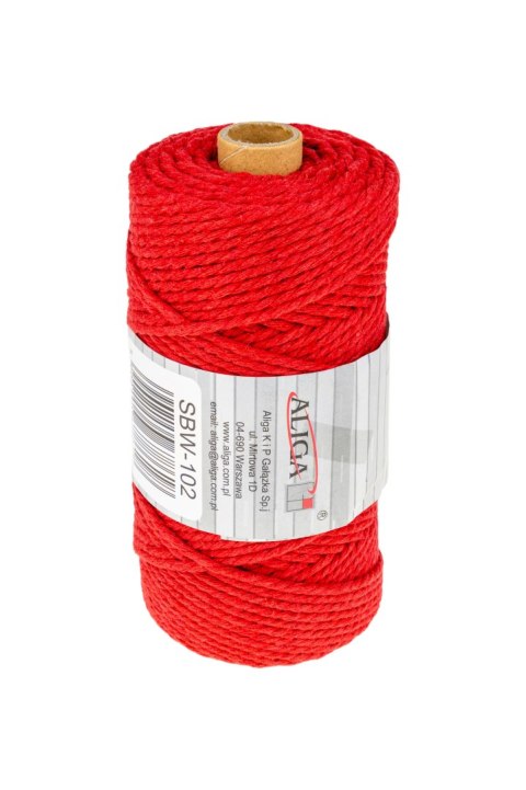 Sznurek bawełniany czerwony 3mm x 100m (splot 21 nitek) SBW-102 Sznurek bawełniany czerwony 3mm x 100m (splot 21 nitek) SBW-102