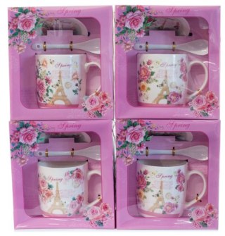 Kubek ceramiczny w ozdobnym opakowaniu - KWIATY