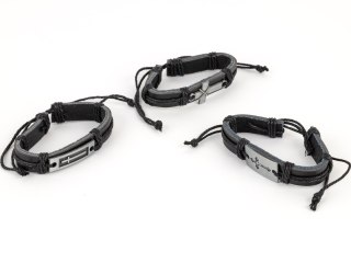 Zestaw bransoletek męskich ze skóry ekologicznej 12 szt B-2391