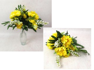 Bukiet CHRYZANTEMA z dodatkami wys. 40 cm, 9 łodyg (12 kwiatów 9-3 cm) ŻÓŁTA MH-001B