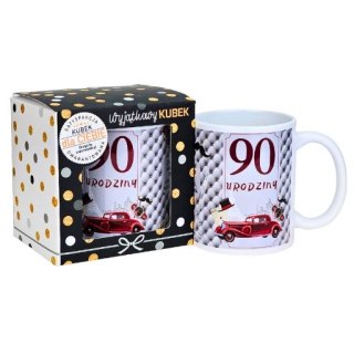 Kubek na 90 urodziny dla mężczyzny (bordowe auto) 3309-UR11-90